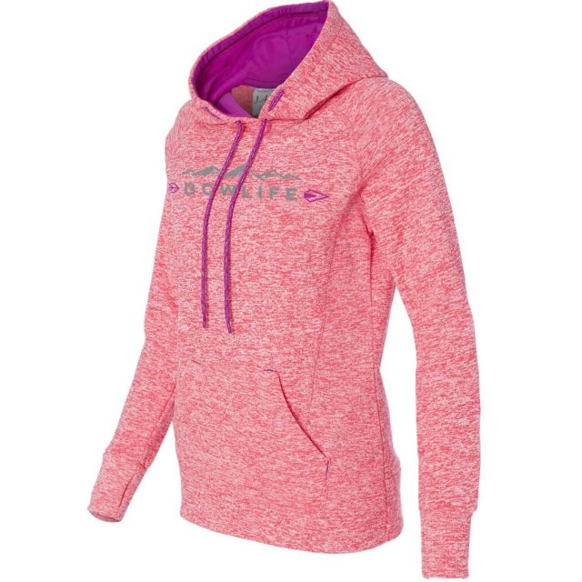 Bow Life Women's Mountain Logo Coral Hoodie | Ladies Bow Hunting Apparel | Girls Archery Clothing